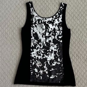 Yoana Baraschi Original Knitwear Sequin Tank Top Black/Silver Size Small